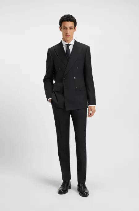 Two-piece slim-fit suit in pinstripe virgin wool