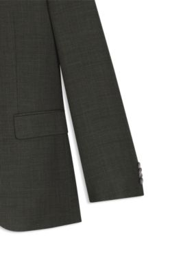 Traje slim fit con chaleco en lana el&aacute;stica con motivo, Marr&oacute;n claro