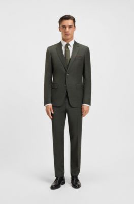 Traje slim fit con chaleco en lana el&aacute;stica con motivo, Marr&oacute;n claro