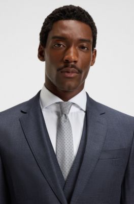 Three-piece slim-fit suit patterned stretch wool
