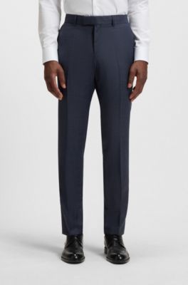 Traje slim fit con chaleco en lana el&aacute;stica con motivo, Azul oscuro