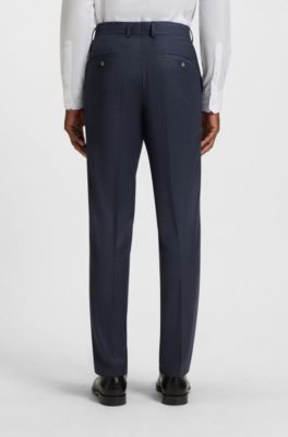 Traje slim fit con chaleco en lana el&aacute;stica con motivo, Azul oscuro