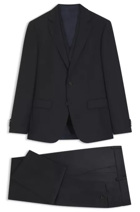 Two-piece slim-fit suit in patterned virgin wool