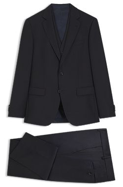 Costume Slim trois pièces en laine vierge à motif