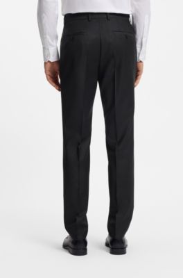 Traje slim fit con chaleco en lana virgen estampada, Azul oscuro