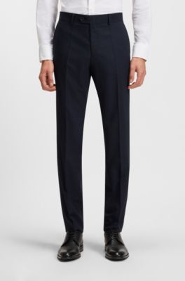 Micro-patterned two-piece slim-fit suit in a wool blend, Dark Blue