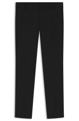 Slim-fit tuxedo trousers in stretch jacquard, Black