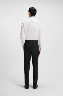 Slim-fit tuxedo trousers in stretch jacquard, Black