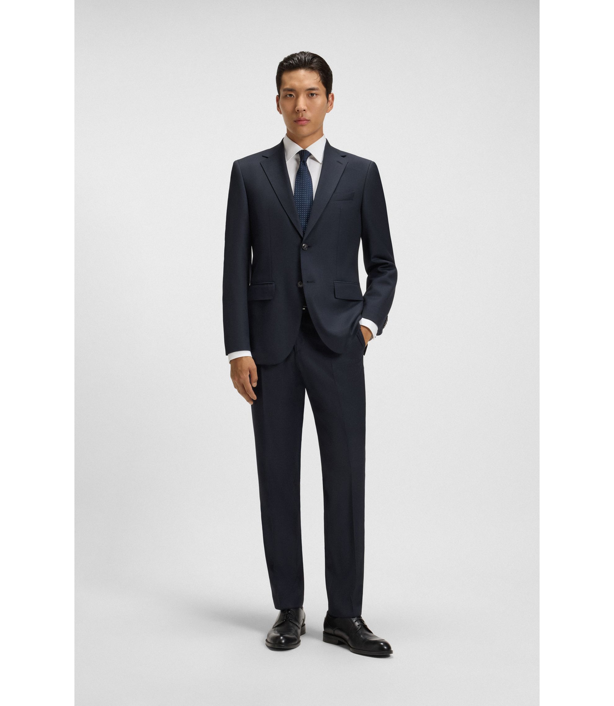 BOSS - Micro-patterned two-piece regular-fit suit in virgin wool