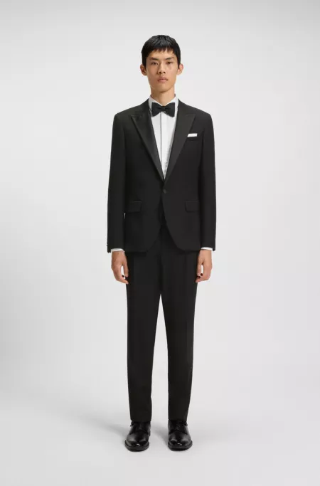 Slim-fit tuxedo jacket in stretch jacquard