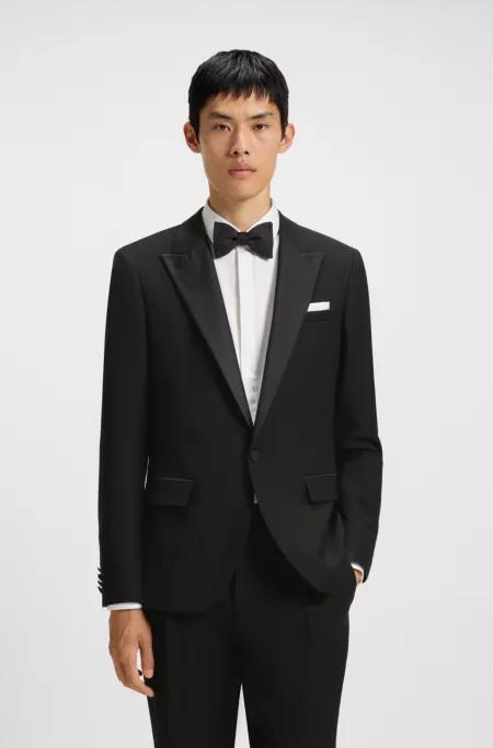 Slim-fit tuxedo jacket in stretch jacquard