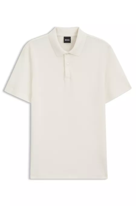Cotton-blend polo shirt with bubble-structured jacquard