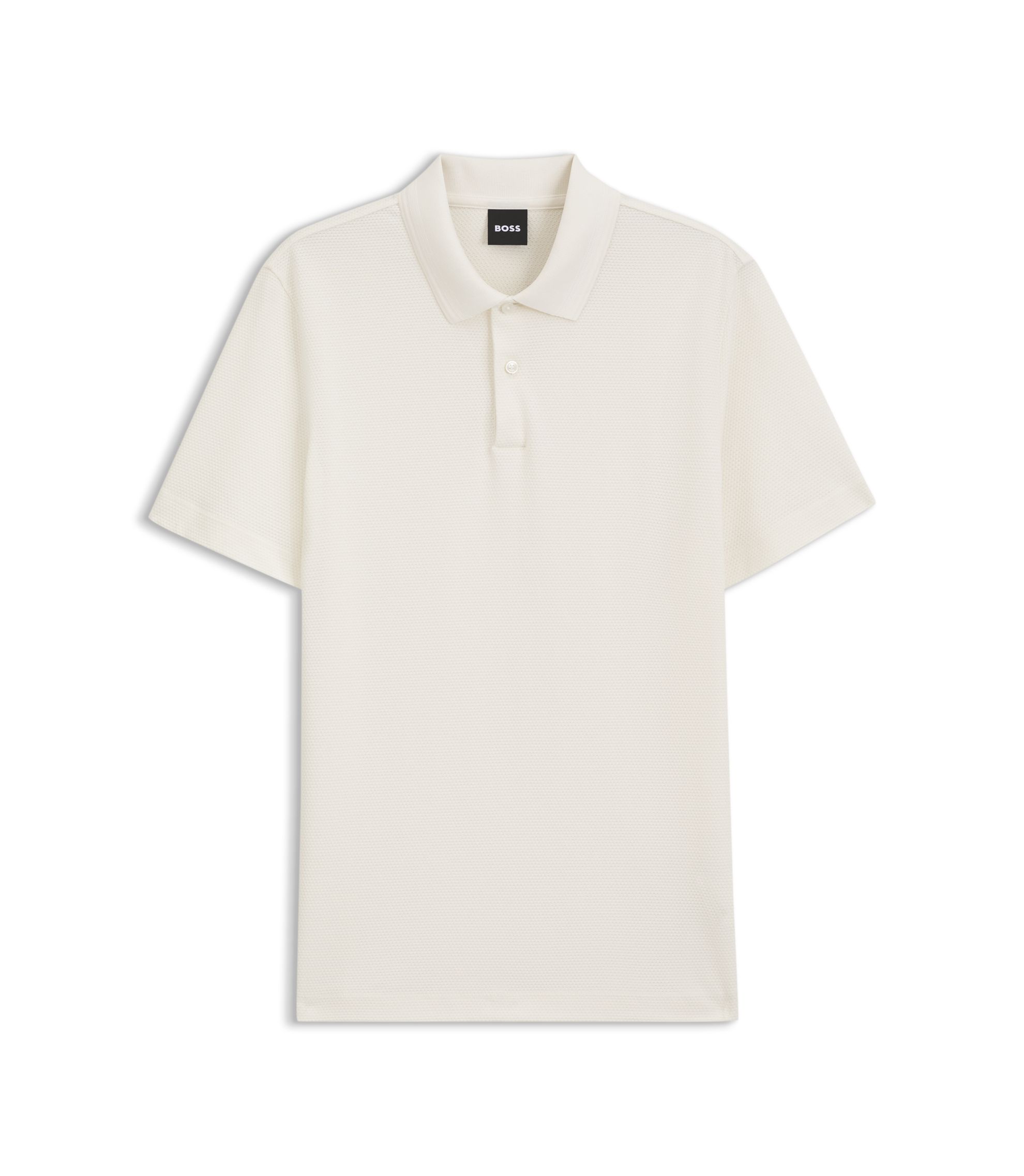 不*火様 TRVO WHITE LUNAR DUST POLO Striped Zip Collar Textured 