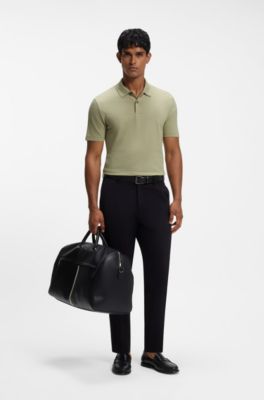 Polo de algod&oacute;n en jacquard con estructura de burbujas, Caqui