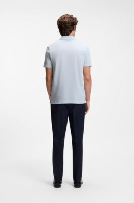 Polo de algod&oacute;n en jacquard con estructura de burbujas, Celeste
