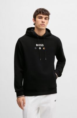 Sudadera con capucha de algod&oacute;n con dise&ntilde;o de tenis, Negro