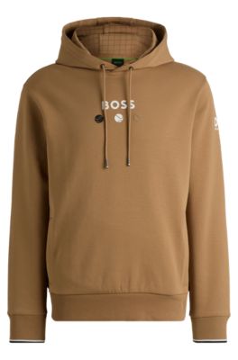 Sudadera con capucha de algod&oacute;n con dise&ntilde;o de tenis, Beige
