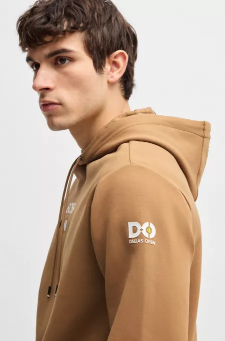 Cotton-blend hoodie with tennis artwork