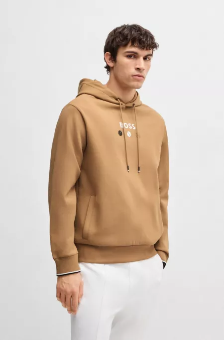 Cotton-blend hoodie with tennis artwork