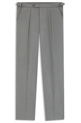 Melange tapered-fit trousers in virgin wool, Silver