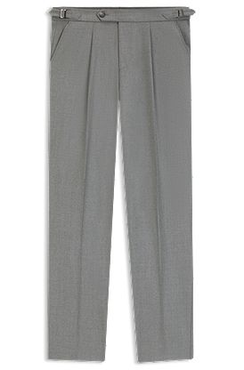 Melange tapered-fit trousers in virgin wool