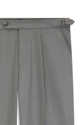 Melange tapered-fit trousers in virgin wool, Silver