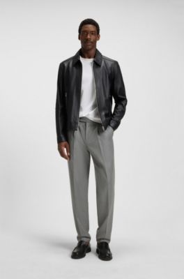 Melange tapered-fit trousers in virgin wool, Silver
