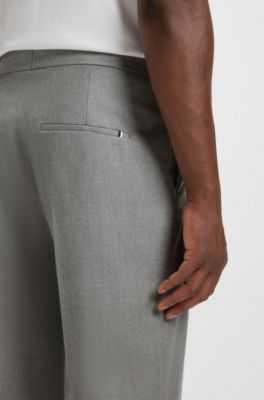 Melange tapered-fit trousers in virgin wool, Silver