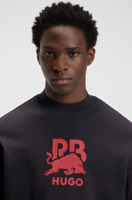 HUGO x RB bull-graphic T-shirt in cotton, Dark Brown