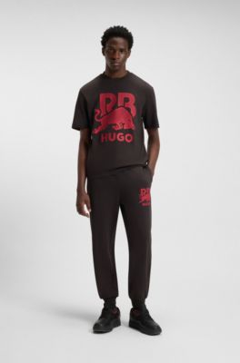 HUGO x RB bull-graphic T-shirt in cotton, Dark Brown