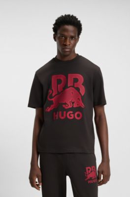 HUGO x RB bull-graphic T-shirt in cotton, Dark Brown
