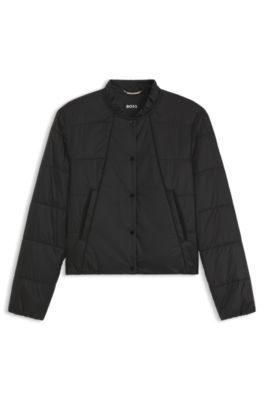 Chaqueta plegable en tejido lustroso repelente al agua, Negro