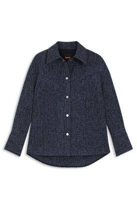 Relaxed-fit overshirt in denim-look tweed