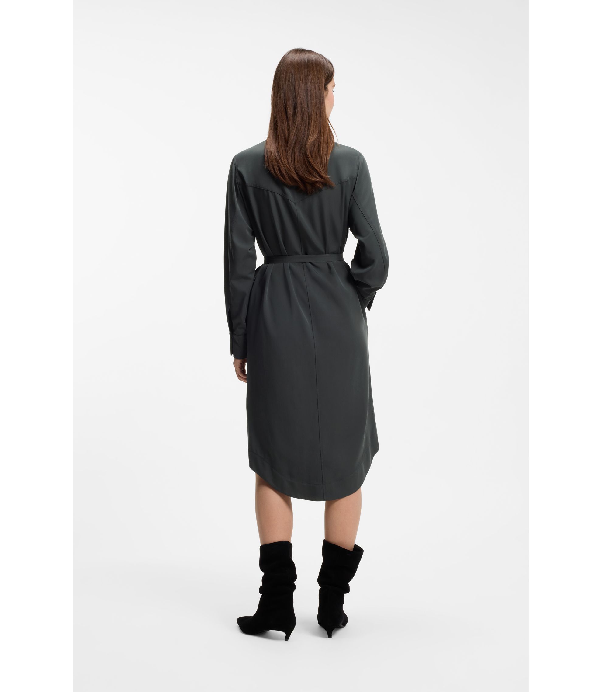 hugo boss shirt dress BOSS - Belted shirt dress in selvedge denim