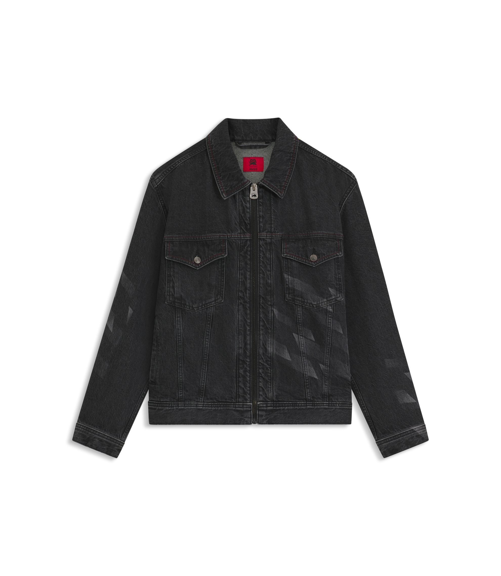 HUGO - HUGO x RB lasered-pattern jacket in black denim - Black