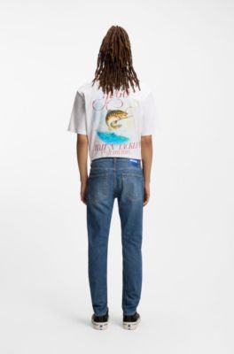 Jean Skinny en denim stretch bleu, Bleu