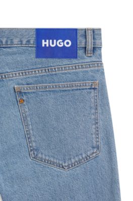 Jeans slim fit en denim el&aacute;stico azul con lavado vintage, Azul