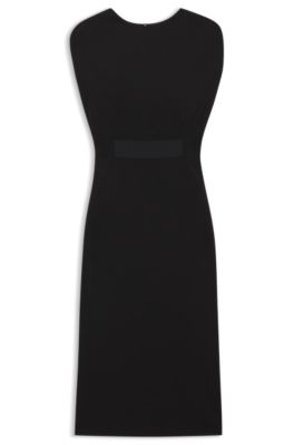 Vestido de punto el&aacute;stico con detalle en la cintura, Negro