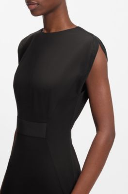 Vestido de punto el&aacute;stico con detalle en la cintura, Negro