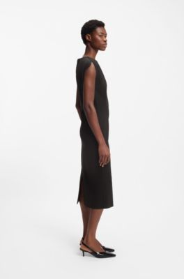 Vestido de punto el&aacute;stico con detalle en la cintura, Negro