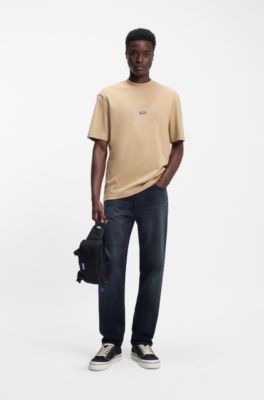 Jeans regular fit en denim azul oscuro lavado a la piedra, Azul oscuro