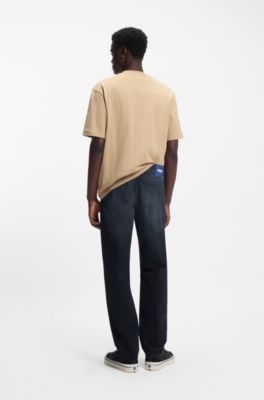 Dark-blue regular-fit jeans in stonewashed denim, Dark Blue