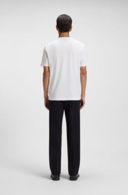 Camiseta de algod&oacute;n mercerizado con logo de dise&ntilde;o, Blanco