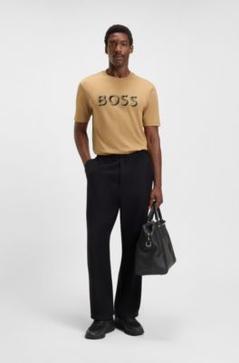 Camiseta de algod&oacute;n mercerizado con logo de dise&ntilde;o, Beige