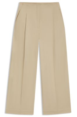 Relaxed-fit culottes in stretch cotton, Light Beige