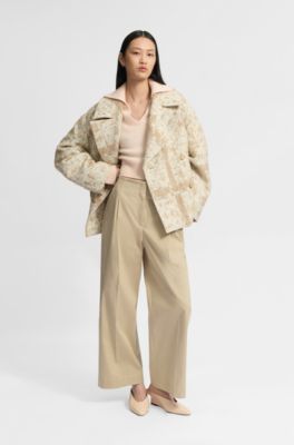 Relaxed-fit culottes in stretch cotton, Light Beige