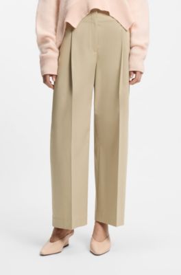 Falda pantal&oacute;n relaxed fit de algod&oacute;n el&aacute;stico, Beige claro