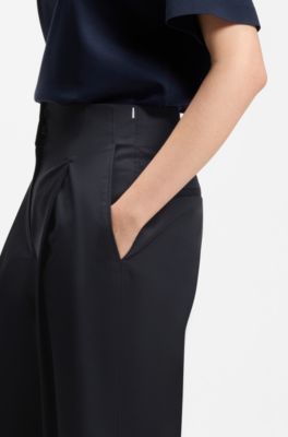 Relaxed-fit culottes in stretch cotton, Dark Blue