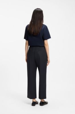 Relaxed-fit culottes in stretch cotton, Dark Blue