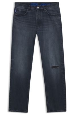 Regular-fit jeans in dark-blue denim, Dark Blue